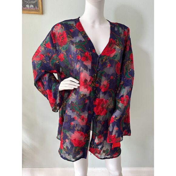 Vintage Victoria's Secret Gold Label Sheer Rose Floral Paisley Top Blouse size L - Picture 6 of 7